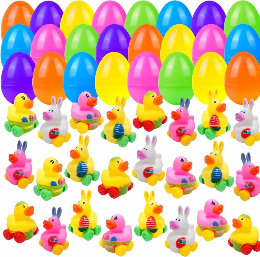 Baby & Toddler Holydeck | Holydeck 24 Pcs Easter Eggs With Rubber Ducks Cars Toys Soft Vehicles For Kids Toddlers Girls Boys Easter Basket Stuffers Eggs Fillers Party Favors Gifts