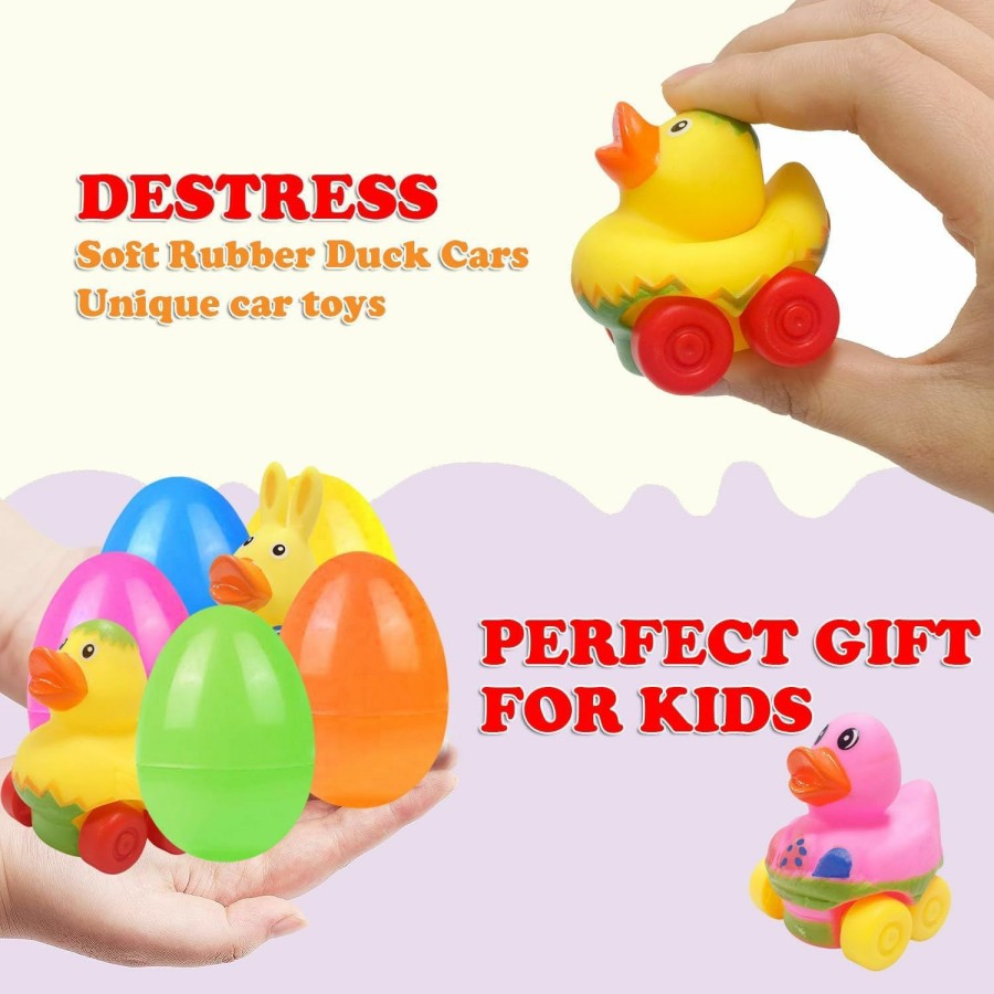 Baby & Toddler Holydeck | Holydeck 24 Pcs Easter Eggs With Rubber Ducks Cars Toys Soft Vehicles For Kids Toddlers Girls Boys Easter Basket Stuffers Eggs Fillers Party Favors Gifts