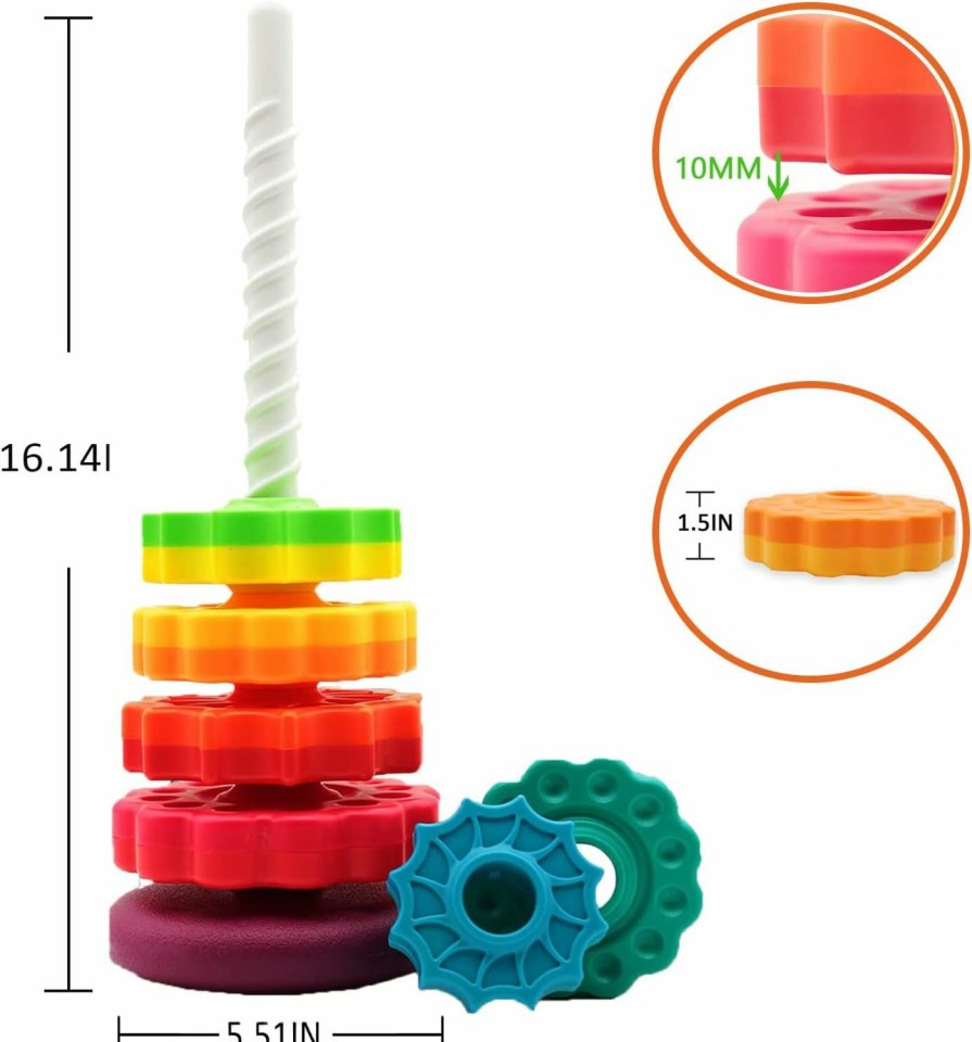 Baby & Toddler BYFWH | Byfwh Baby Spin Stack Toy,Premium Stacking Toy For Kids,Baby Spinning Toy,Stacking Toy For Babies And Toddlers,Educational Toddler Learning Toys,Autism Spin Stack Toys,Rainbow Spinning Wheel Toys