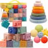 Baby & Toddler IFLOVE | Montessori Toys For Babies,Soft Stacking Building Blocks Rings Balls Sets,3 In 1 Baby Toys Bundle,Sensory Toys For 6-12 Months, Soft Teething Toys For Babies,Baby Toys Gifts For Boy Girl