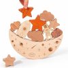 Baby & Toddler Lasoba | Lasoba Baby Stacking Toys - Wooden Star Moon Astronaut Stacking Game, Montessori Stacking Toys For Toddlers 1-3, Moon Balance Toy, Toddler Birthday Gift, Nursery Decor, Sensory Toys