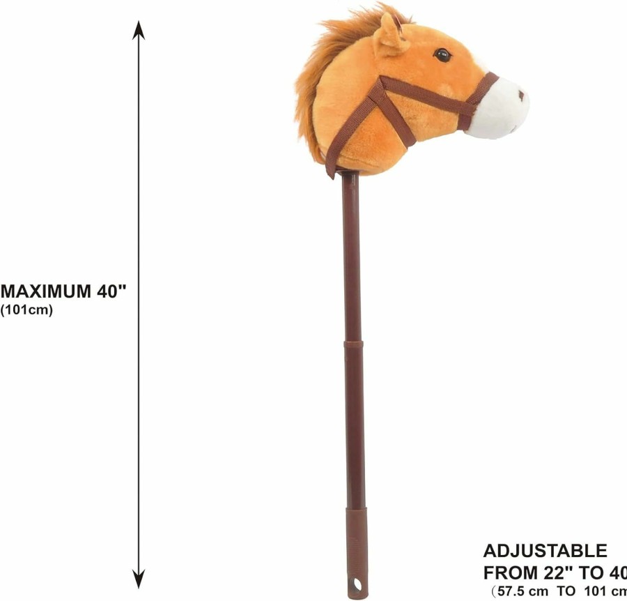 Baby & Toddler Linzy | Linzy Plush Hobby Horse Stick Toy, Adjustable Telescopic Stick, Adjust To 3 Different Sizes, For Cowboy And Cowgirl Of Different Ages, Light Brown