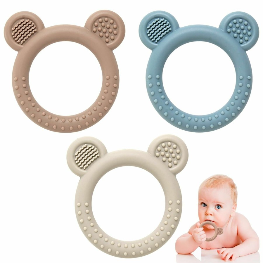 Baby & Toddler Eascrozn | Eascrozn Teething Toys For Babies 0-6 Months, 3 Pack Silicone Baby Toys 6 To 12 Months, Bpa Free Soft Textured Teething Relief Soothing Sore Gums Baby Essentials