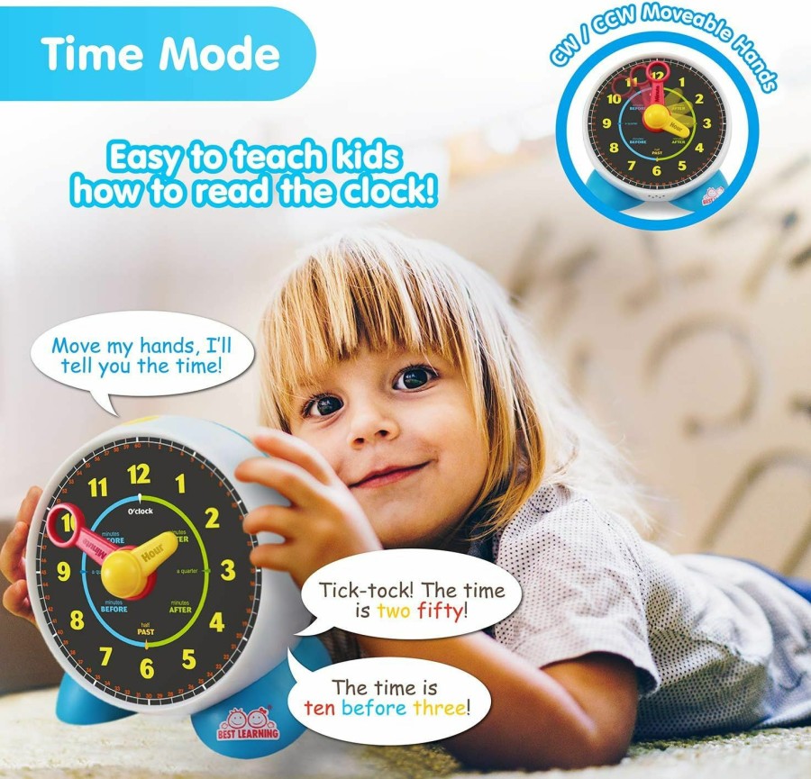 Baby & Toddler BEST LEARNING | Best Learning Learning Clock - Educational Talking Learn To Tell Time Teaching Light-Up Toy With Quiz And Music Sleep Mode - Toddlers & Kids Ages 3, 4, 5, 6 Years Old Boy And Girl Gift For Birthdays