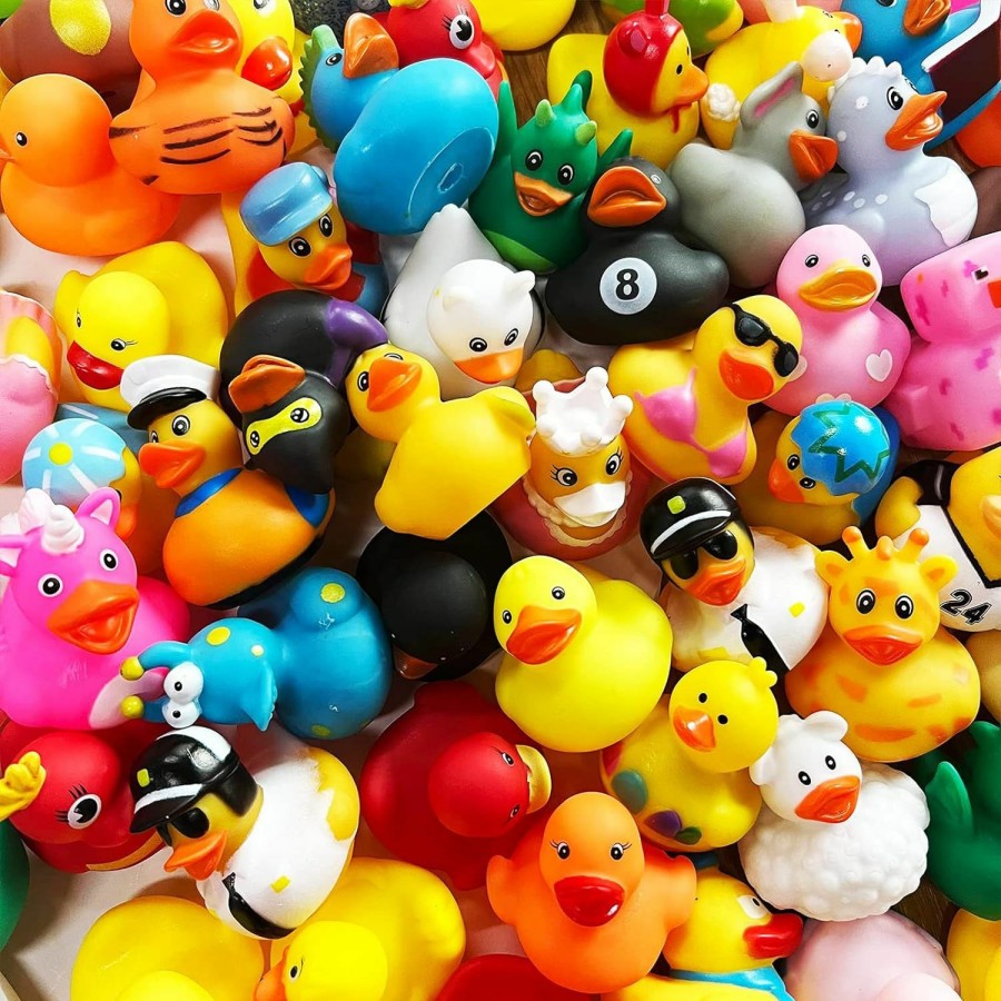 Baby & Toddler Intever | 50 Pack Rubber Ducks In Bulk,Assortment Duckies For Jeep Ducking Floater Duck Bath Toys Party Favors