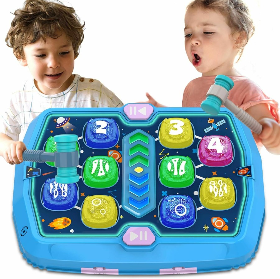 Baby & Toddler ANNKIE | Whack Game Mole Toy For Toddlers, Toys For 3 4 5 6+ Year Old Boys/Girls, Interactive Educational Pounding Toys With 2 Hammers, Sound & Light, Pk Mode, Birthday Xmas Toy Gifts For Kids Age 3 4 5 6+