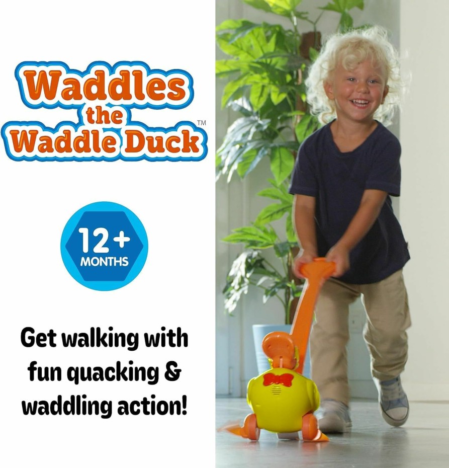 Baby & Toddler Waddles the Waddle Duck | Waddles The Waddle Duck - Baby To Toddler Push Toy With Quacking Sounds And Waddling Action, Walking Toy For 1-3 Year Olds, Great For 1 Year Old Learning To Walk - Yellow