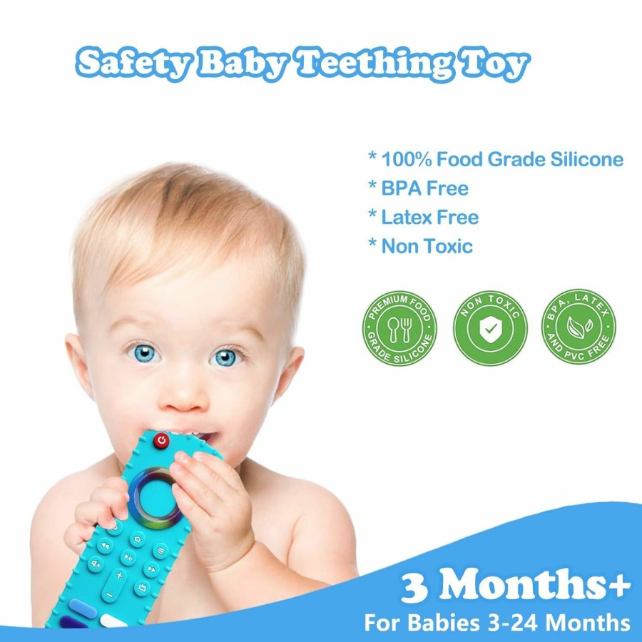 Baby & Toddler ROBBEAR | Robbear Baby Teething Toys, Food Grade Silicone Teether For Babies 3 6 12 18 Months, Tv Remote Shape Toddlers Chew Toys, Freezer Bpa Free (Pink Rc)