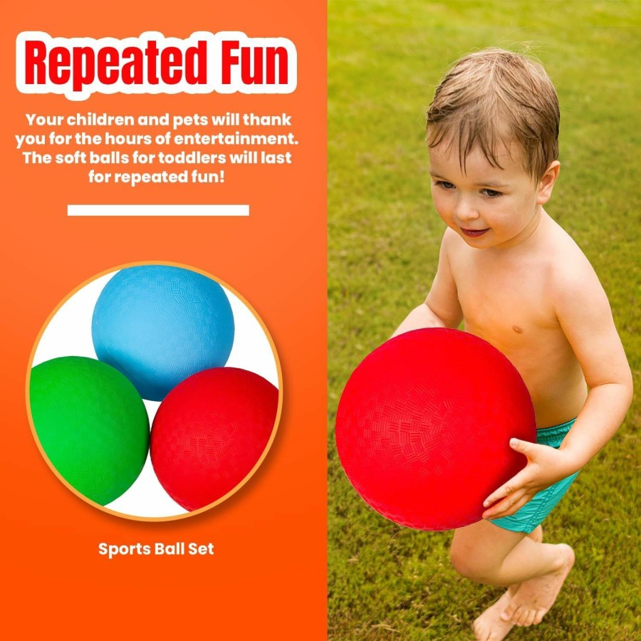 Baby & Toddler New Bounce | New Bounce Playground Balls For Kids - 5\" Sports Ball Set For Toddlers - 3 Pack Of Red/Blue/Green - Small Soft Outdoor Balls