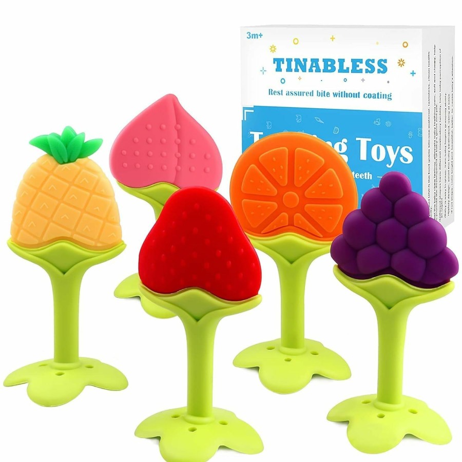 Baby & Toddler Tinabless | Teething Toys (5 Pack) - Tinabless Infant Teething Keys Set, Bpa-Free, Natural Organic Freezer Safe For Infants And Toddlers, Silicone Baby Teethers