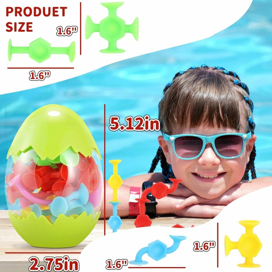 Baby & Toddler Richtim | Suction Toys Bath Toy Set - 24 Pcs Slicone Sucker Toys For Kids, Window Toys With Storage, Good For Autism/Add/Adhd.