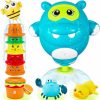 Baby & Toddler EKU EASYKU | Ekueasyku Hippo Bath Toys With Burger Stacking Cups For Toddlers Emotion, Letter Learning Bath Time Wind Up Swimming Duck Crab Bathtub Water Toy