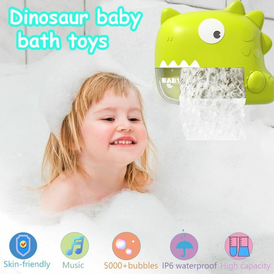 Baby & Toddler JKGIFTS | Baby Bath Toys - Musical Bubble Machine Dinosaur Toys For Kids 3-5, Automatic Toddler Bath Toys For Kids Ages 1-3, Birthday Valentines Day Christmas Easter Gifts, Kids Pool Shower Games