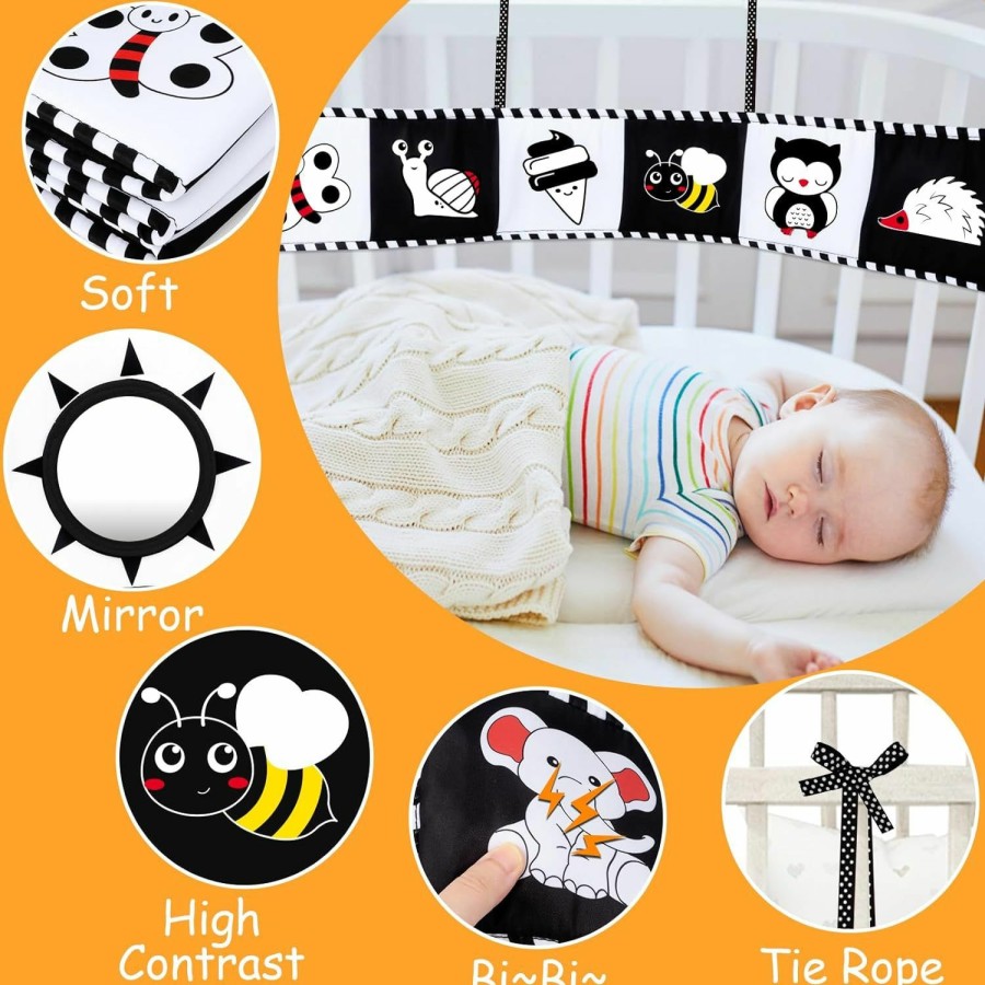 Baby & Toddler Aboosam | 4 Pcs Baby Toys 0-3 Months Black And White High Contrast Newborn Toys - Tummy Time Toys Montessori Toys For Babies 0 3 6 9 Months - Infant Sensory Soft Book Toys For Babies Girls Boys Baby Gifts