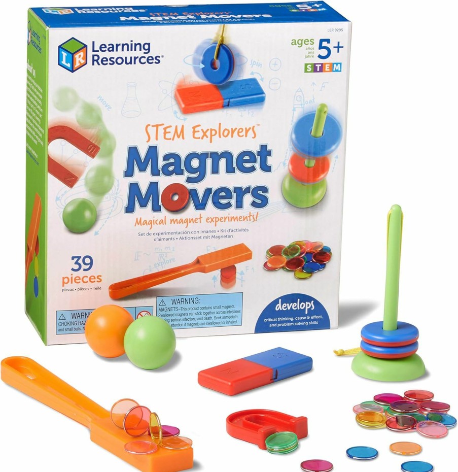 Baby & Toddler Learning Resources | Learning Resources Stem Explorers -Ages 5+,39 Pieces, Magnet Movers, Critical Thinking Skills, Stem Certified Toys, Magnets Kids,Magnet Set