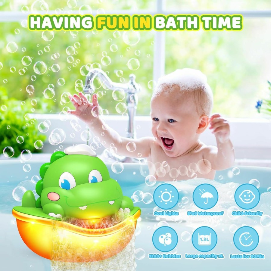 Baby & Toddler Diyfrety | Diyfrety Baby Bath Toys,Light-Up Bath Toys Dinosaur Bath Bubble Machine Automatic Bubble Maker With Cool Light Bath Toys For Kids Ages 1-3 4-8 Toddler Bath Toys Easter Birthday Gifts For Boys Girls