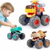 Baby & Toddler WITALENT | Toy Cars For 1 2 3 Year Old 3 Pack Monster Truck Toy Push & Go Crocodile Friction Powered Bull Pull Back Leopard Car Big Wheel Animal Car Baby Toy Gift For 12 18 Month Boys Girls Toddlers