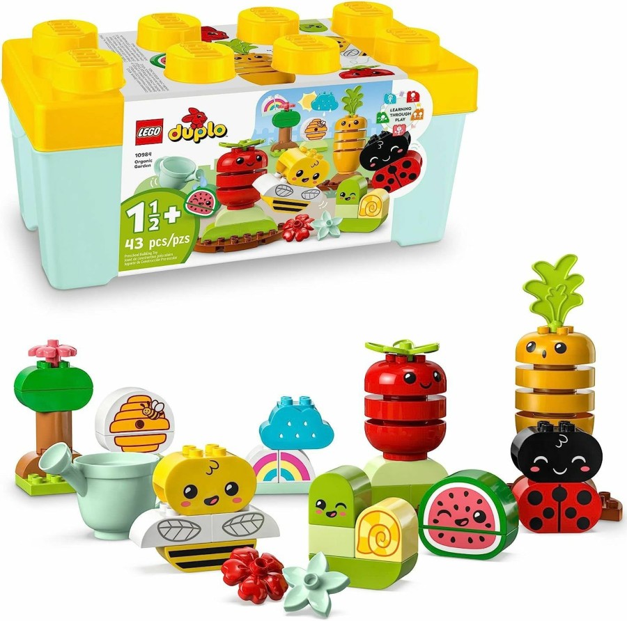 Baby & Toddler LEGO | Lego Duplo My First Organic Garden Brick Box 10984, Stacking Toys For Babies And Toddlers 1.5+ Years Old, Learning Toy With Ladybug, Bumblebee, Fruit & Veg, Sensory Toy For Kids