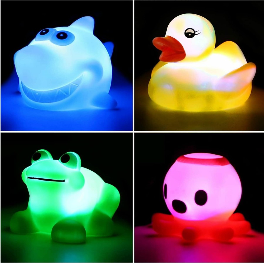 Baby & Toddler Yeonha Toys | Yeonha Toys Bath Toy, Can Flashing Colourful Light(Big Style 4 Pack), Floating Bath Toy, Light Up Bathtub Water Tub Toy For Pool Shower Bathtime Bathroom Kid Boys Girl Toddler Child Baby Infant