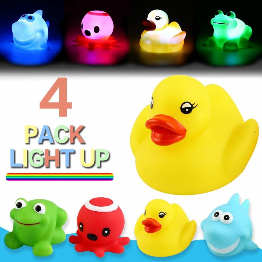 Baby & Toddler Yeonha Toys | Yeonha Toys Bath Toy, Can Flashing Colourful Light(Big Style 4 Pack), Floating Bath Toy, Light Up Bathtub Water Tub Toy For Pool Shower Bathtime Bathroom Kid Boys Girl Toddler Child Baby Infant