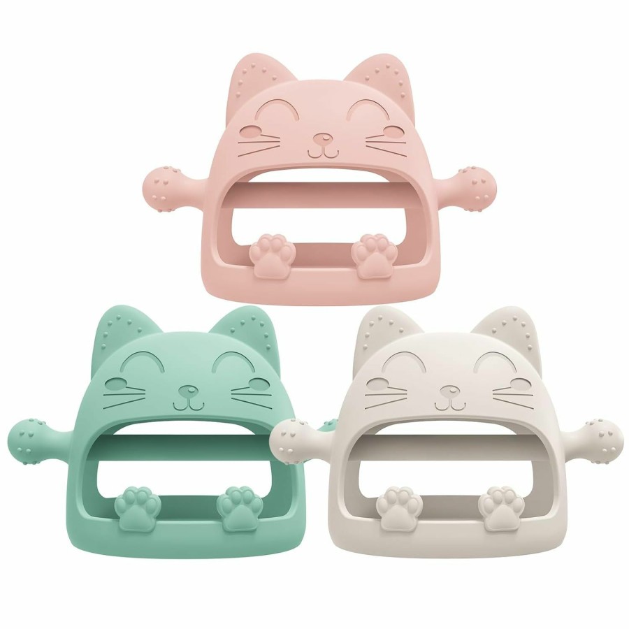 Baby & Toddler YomauiYee | Baby Teethers 0-6 Months,Teething Toys For Babies 0-6 Months,Never Drop Baby Chew Toys For Teething Relief,Infant Hand Teether Pacifiers For 0-6 Months,Ideal Baby Toys Gifts For New Moms(Cartoon Cat)