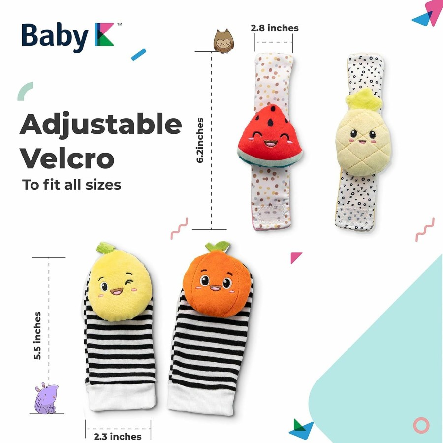 Baby & Toddler BABY K | Baby K Baby Rattle Socks & Wrist Toys (Set C) - Newborn Toys For Baby Boy Or Girl - Brain Development Infant Toys - Hand And Foot Rattles Suitable For 0-3, 3-6, 6-12 Months Babies