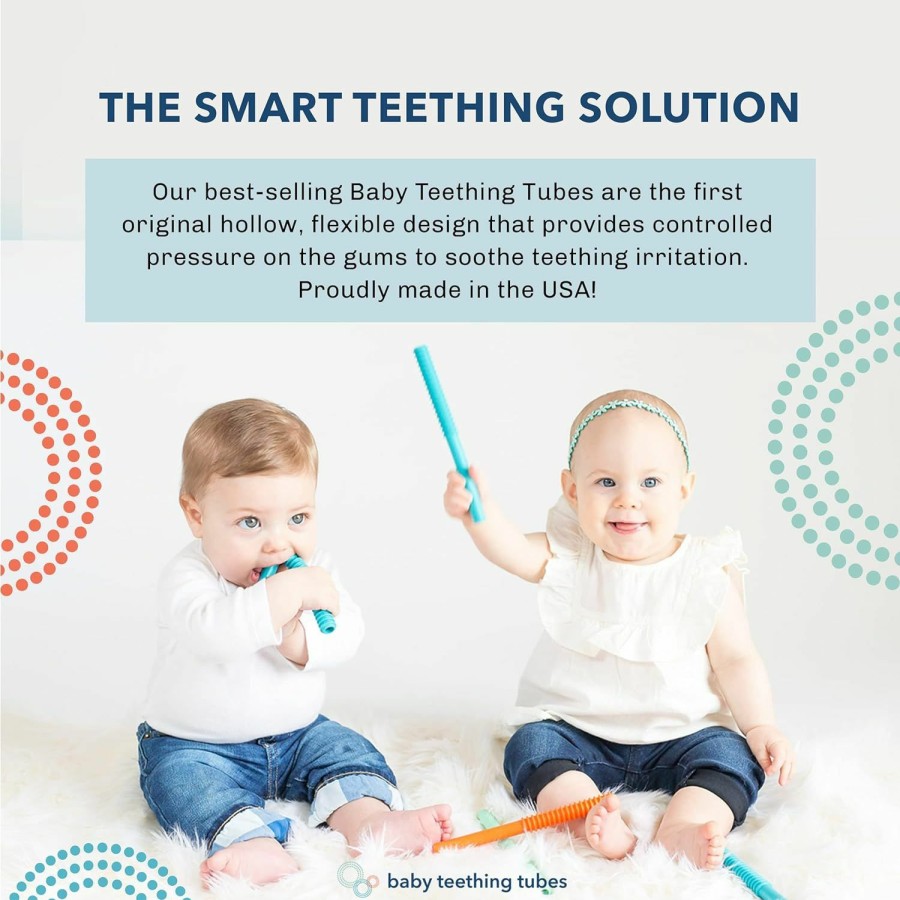 Baby & Toddler baby teething tubes | Baby Teething Tubes - Made In The Usa Baby Teething Toys - Soft & Durable Infant Toys And Toddler Silicone Teether - 7 Inches, Mint - Baby Must Haves For Teething Relief - Food Safe & Easy To Clean