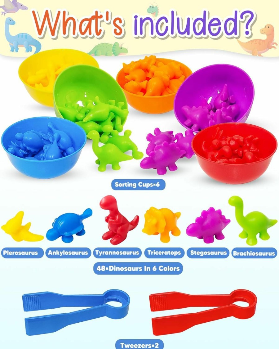 Baby & Toddler Yetonamr | Yetonamr Counting Dinosaurs Montessori Toys For 3 4 5 Years Old Boys Girls, Toddler Easter Basket Stuffers Egg Fillers Preschool Learning Activities Gifts Sensory Toys For Kids Ages 2-4, 3-5, 4-8