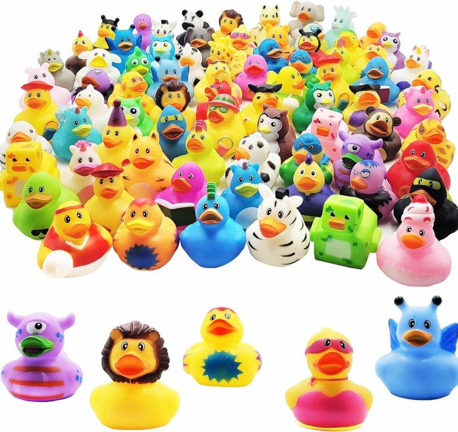 Baby & Toddler Chochkees | Chochkees Assorted Rubber Ducks Toy Duckies For Kids And Toddlers, Bath Birthday Baby Showers Classroom, Summer Beach And Pool Activity, 2\" Inches (50-Pack)