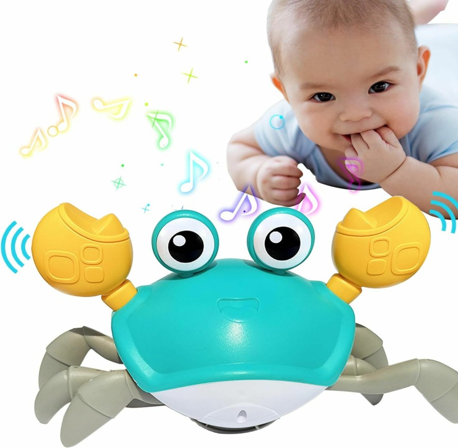 Baby & Toddler JKGIFTS | Baby Toys Crawling Musical Crab: Infant Tummy Time Toys 6-12 12-18 Months, Light-Up Walking Sensory Induction Crabs, Interactive Toddler Christmas Easter Birthday Gift For 1 2 3+ Year Old Boys Girls