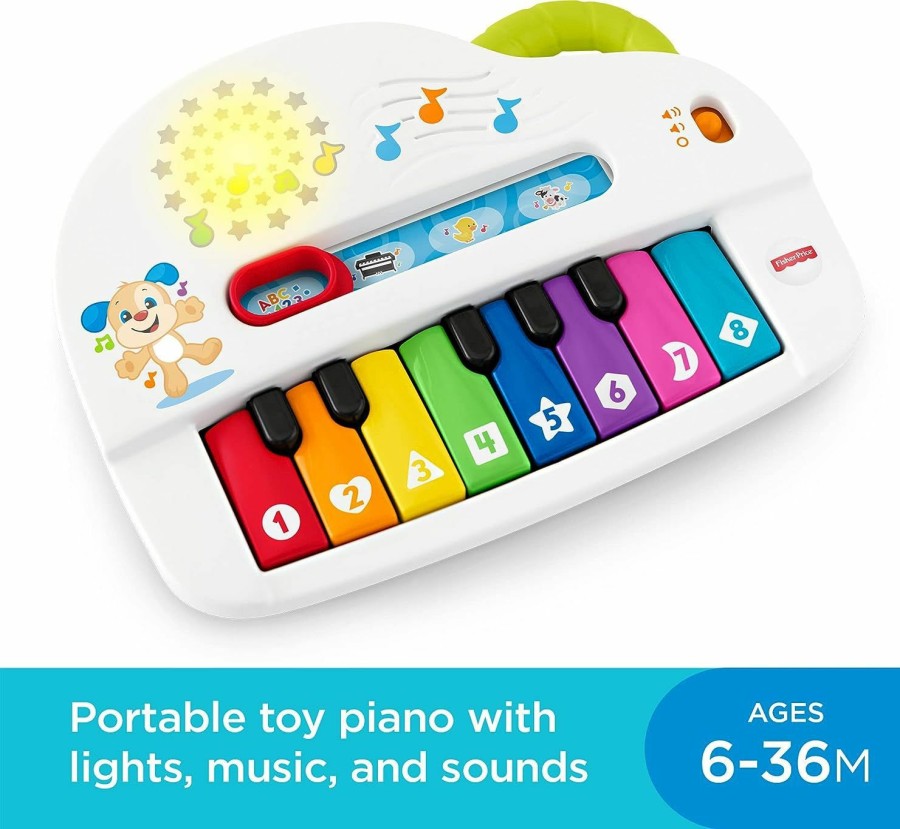 Baby & Toddler Fisher-Price | Fisher-Price Laugh & Learn Baby Toy Silly Sounds Light-Up Piano With Learning Content & Music For Ages 6+ Months