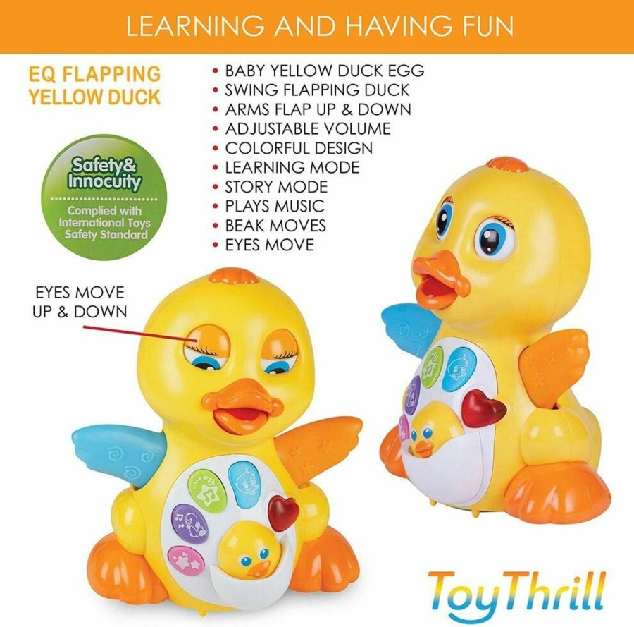 Baby & Toddler TOYTHRILL | Duck Toy For 1 Year Old Girl Baby - Walking & Dancing Yellow Duck Interactive Action Learning Educational Flapping Light Up Dancing Duck With Music, Light Up & Dancing Modes, 6 Singing Musical Songs