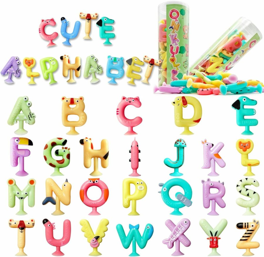 Baby & Toddler ONKULL | Onkull Suction Cup Letters Toys, Cute Animal Alphabet Abc Suction Cuptoys Colorful Uppercase Animals Toys Set Educational Spelling Learninggames For Kids, Fidgets Toys Sensory Toys Stress Toys