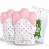 Baby & Toddler Giftty | New Multiple Breathable Baby Teething Mitten, Self-Soothing Teether Glove, Pain Relief Silicone Mitt, Double Breathable, Stay On Baby'S Hand, Unisex For Babies 3-12 Months(2 Pink Mittens)