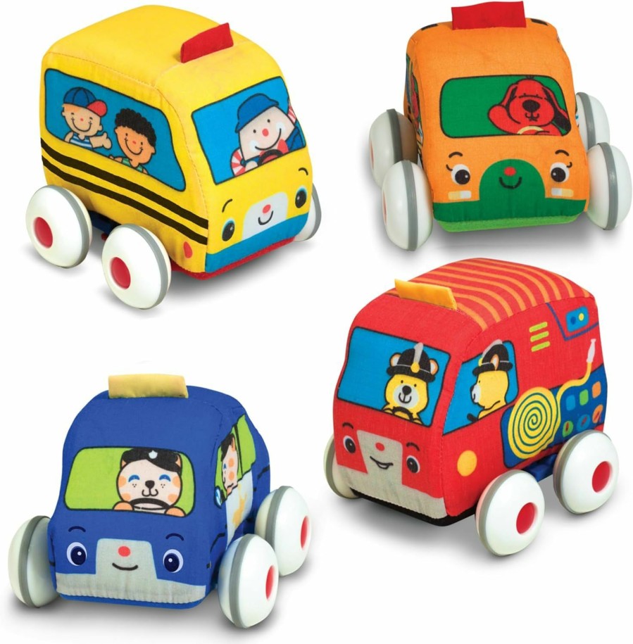 Baby & Toddler Melissa & Doug | Melissa & Doug K'S Kids Pull-Back Vehicle Set - Soft Baby Toy Set With 4 Cars And Trucks And Carrying Case - Pull Back Cars, Toys For Babies And Toddlers