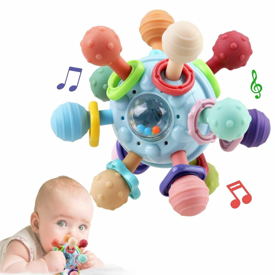 Baby & Toddler Anzimo | Anzimo Baby Sensory Teething Toys - Baby Teethers Montessori Toys - Gifts For Infant Newborn Boys Girls 0 3 6 9 12 18 Months 1 One Year Old - Baby Rattle Chew Toys - Toddler Educational Learning Toys