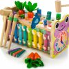 Baby & Toddler Amtreen | Amtreen 6 In 1 Wooden Montessori Toys For 1 Year Old, Whack-A-Mole Hammering Pounding Toy With Xylophone, Woodpecker, Carrot Harvest Game, Educational Toddler Activities Gift For Ages 1-4