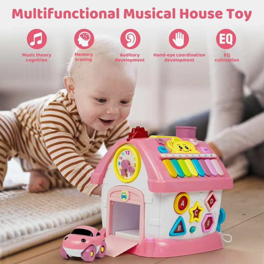 Baby & Toddler Marstone | Marstone Toys For 1+ Year Old Girls, Montessori Toddlers Toys With Sound/Lights/Music/Clock/Telephone/Car 6 In 1 Multi-Functional House, Early Educational Birthday Gift For Girl And Boy