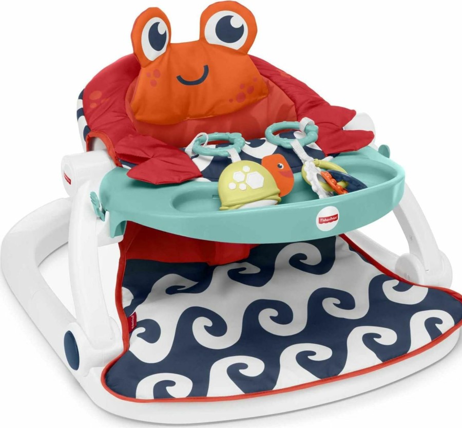 Baby & Toddler Fisher-Price | Fisher-Price Baby Portable Chair With Snack Tray, Sit Me Up Floor Seat With Linkable Clacker & Teether Toys, Cute Sloth (Amazon Exclusive)