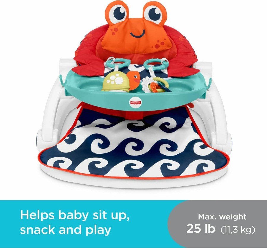 Baby & Toddler Fisher-Price | Fisher-Price Baby Portable Chair With Snack Tray, Sit Me Up Floor Seat With Linkable Clacker & Teether Toys, Cute Sloth (Amazon Exclusive)