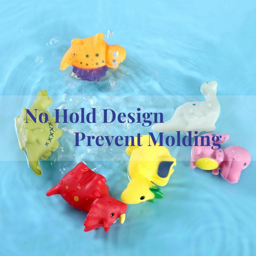 Baby & Toddler XY-WQ | Xy-Wq Mold Free Bath Toys No Hole, For Infants 6-12& Toddlers 1-3, No Hole No Mold Bathtub Toys (Dinosaur, 6 Pcs With Mesh Bag)