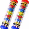 Baby & Toddler TDOCK | 2 Pack Rainmaker Rain Stick Musical Instrument For Babies, Toddlers And Kids, 8 Inch Rainfall Rattle Tube Rainstick Shaker Toy