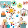 Baby & Toddler Plunack | 6 In 1 Baby Toys 6 To 12 Months, Montessori Toy For Toddlers 1-3, Infant Teething Babies Toy Stacking Blocks Rings Pull String Toy Suction Cup Spinner Toy Matching Eggs Shape Sorter Sensory Bin