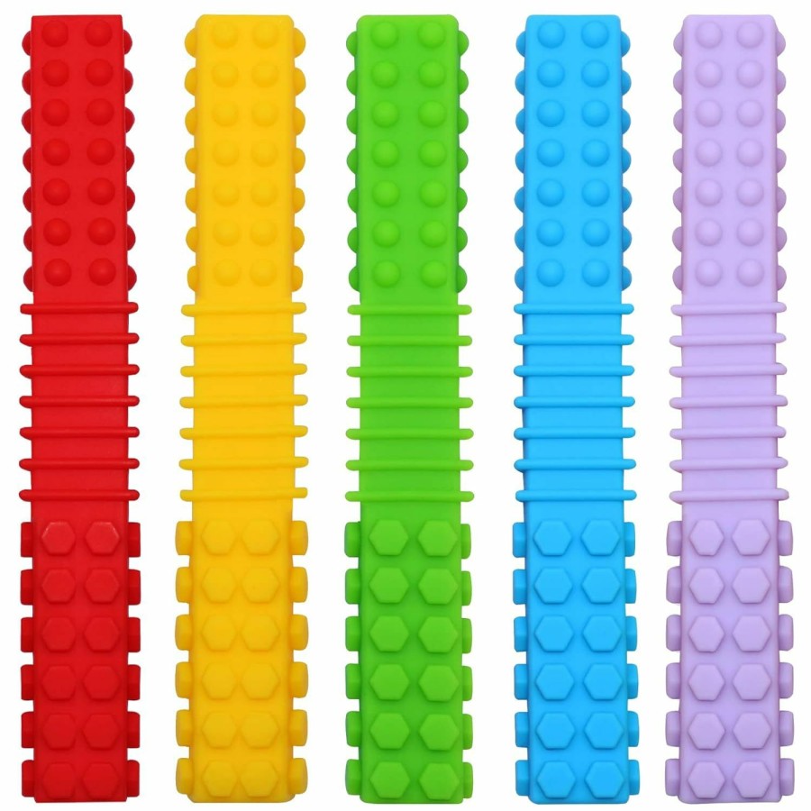 Baby & Toddler Olugu | Sensory Chew Toys For Autistic Children, 5 Pack Silicone Chew Tube Teething Sticks Toys For Autism, Adhd, Spd, Chewies With Special Needs, Oral Motor Chewy Tool For Sensory Kids Chewer (Colorful B)