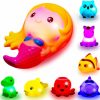 Baby & Toddler HLXY | Bath Toys For Toddlers Baby 8 Pack Light Up Toys - Bathtub Toy Flashing Colourful Led Light Shower Bathtime For Kids Infants Shark, Clown Fish, Owl, Unicorn, Octopus, Dolphin, Dinosaur Mermaid