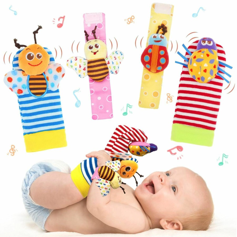 Baby & Toddler BLOOBLOOMAX | Bloobloomax Baby Rattles Toys For 0-12 Month, Infant Girl Boy Toys For Babies 3-6 Months, Newborn Hand & Foot Toys For 0 To 9 Months, Baby Shower Gifts Set With Wrist Rattle Socks