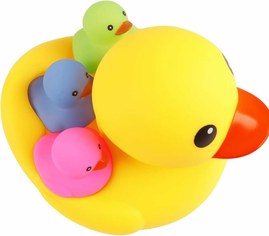 Baby & Toddler AIYUENCICI | Bath Duck Toys 4Pcs Family Rubber Ducky Float&Squeak Baby Toddlers Preschool Bathtub Shower Toy (Colorful)