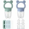 Baby & Toddler POIKSHARK | 2 Pack Silicone Baby Fruit Feeder With Mini Freezer Tray, Baby Teethers, Breastmilk Popsicle Molds For Baby Teething Relief, Fresh Food Feeder For Safe Infant Self Feeding, Extra Food Pouches