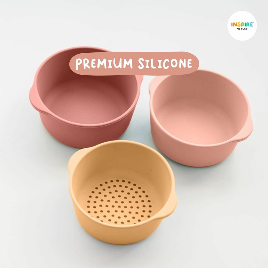 Baby & Toddler Inspire My Play | Inspire My Play - 3 X Nesting Bowls And Sieve - Perfect For Sensory Playtray - Sensory Bin Accessories - Special Education Classroom Supplies - Montessori Education Toys