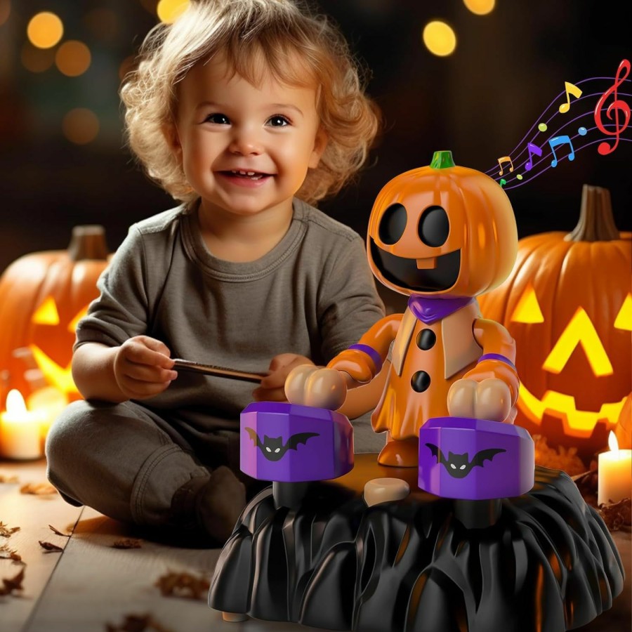 Baby & Toddler TEMI | Temi Halloween Pumpkin Musical Toys For Kids Pumpkin Baby Toys With Music Rhythm Preschool Music Educational Toys For Toddlers Interactive Toys For Boys Girls Birthday For Kids